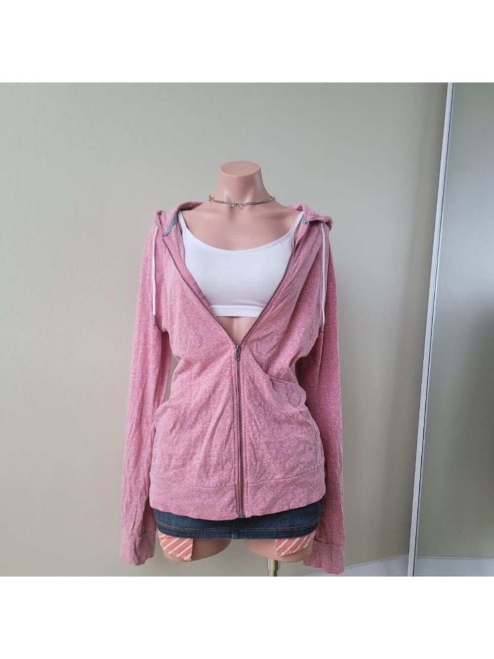 Old Navy Pastel Pink Soft Terry Slim Fit Pullover Zip Up Hoodie (L)